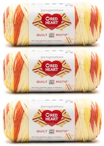 Image of Red Heart All in One Quilt Motif Yarn for Crocheting, Vintage, 3-Pack