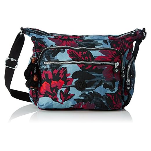 Kipling Gabbie, Borsa a Tracolla Donna, Multicolore (REF35B Rose Bloom Blue), 35.5x30x18.5 cm (B X H X T)