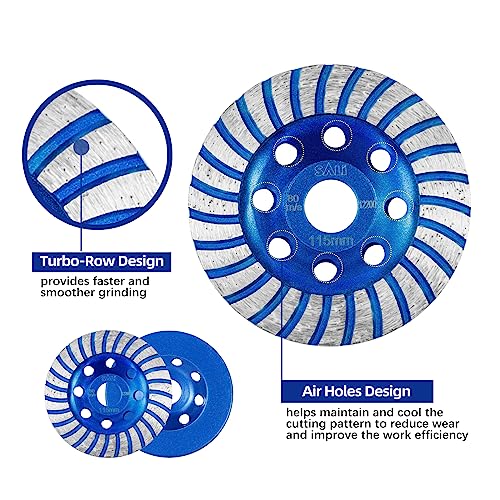 Sali 5Pcs Diamond Concrete Grinding Wheel 4 1/2 Inch For Polishing And Cleaning Stone Surface, Cement, Marble, Rock, Granite, And Thinset Removing, Angle Grinder Segment Wheels Cup 115 * 22.2Mm #TOP2