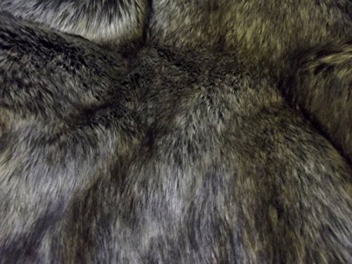 Tissu fausse fourrure loup argenté doux qui ne perd pas ses poils pour customisation manteau
