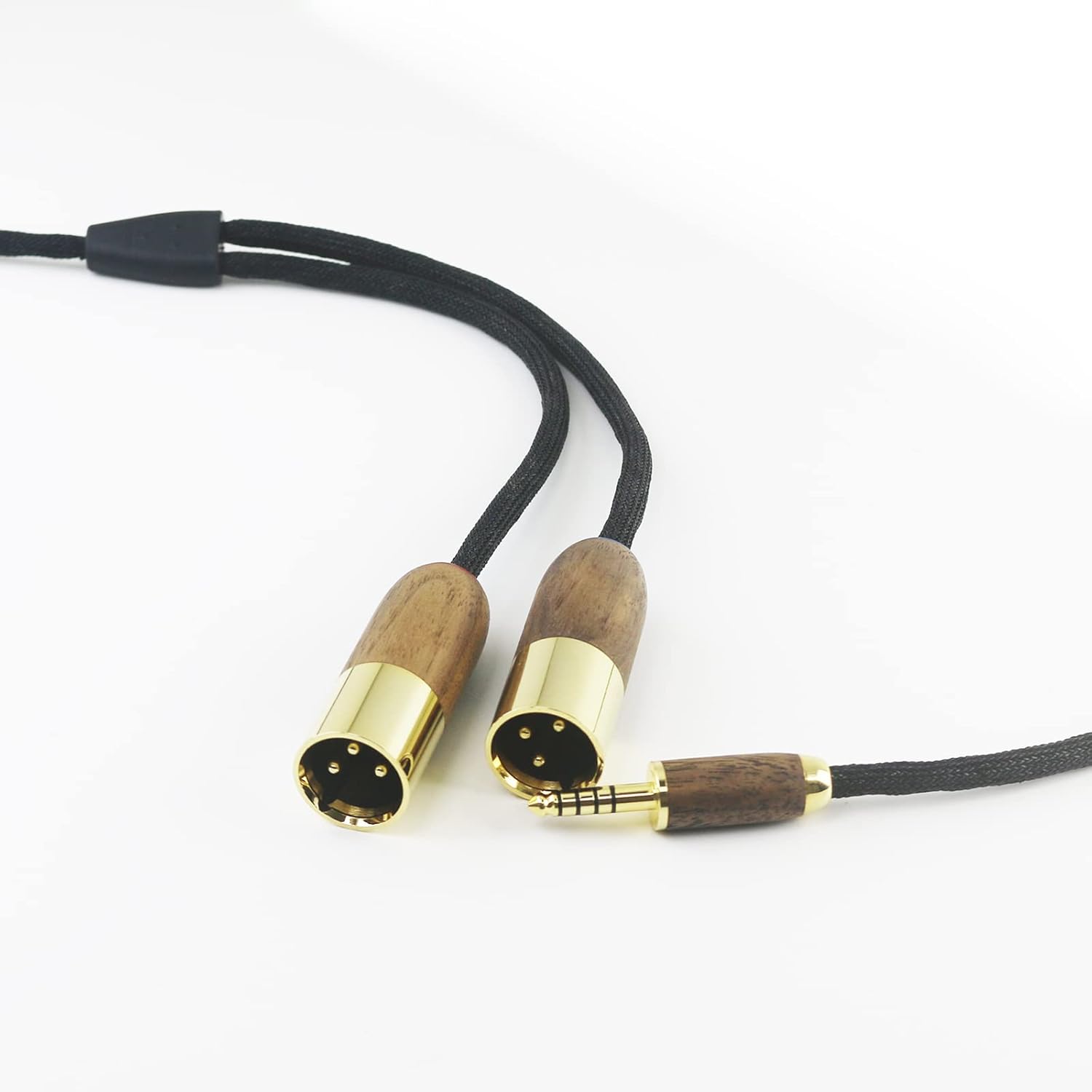 NewFantasia 4.4mm Balanced Male to 2 XLR Male Audio Adapter Cable 6N OCC Copper Silver Plated Cord Walnut Wood Shell 4.4mm to 2 XLR Balanced Cable 1.5m/4.9ft/59inches