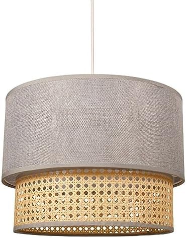 Suspension gigogne ronde cannage tissu gris D35