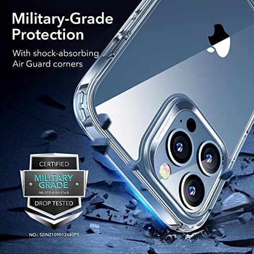 ESR Metal Kickstand Case Compatible with iPhone 13 Pro Max, Patented Two-Way Stand, Reinforced Drop Protection, Slim Flexible Back Cover, Clear