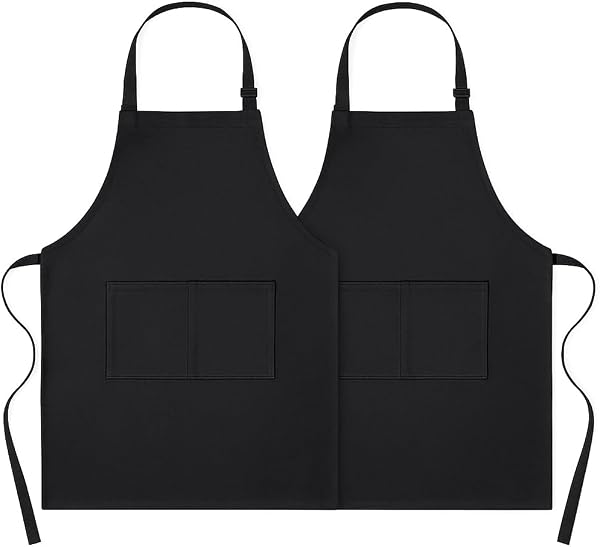 4sold delantal de chef negro, algodón 240g/m²