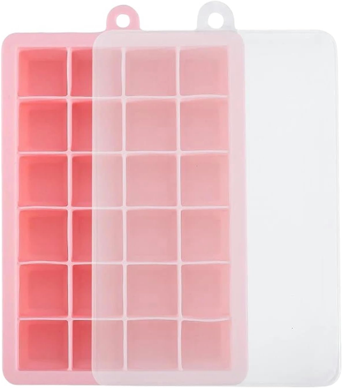 Ice Tray With Lid Ice Cube Mold Big Square Box Icecream Cold Drinks Whiskey Cocktails Tools Ice Mold-N5-24 Grid Pink
