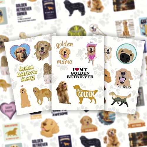 Image of 100Pcs Golden Retriever Stickers for Water Bottle and Laptop - Golden Retriever Party Favors & Decorations, Waterproof Vinyl Decals, Cute Dog and Pet Stickers, Gifts for Women & Men