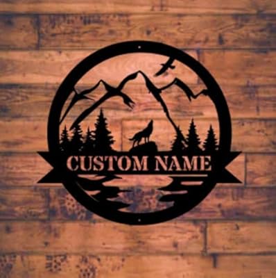 Wolf Howling Metal Ranch Sign| Great Outdoor | Weatherproof Sign | Farm Sign | Custom Metal Sign, Front Porch Decor, Patio Sign, Address Sign