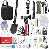 Kit de Supervivencia,Kit Supervivencia Militar Profesional,Kit Supervivencia Apagon Militar,Multifuncional Equipo de Botiquín Primeros Auxilios,para Viajar Caminar Acampar al Aire Montaña-Negro