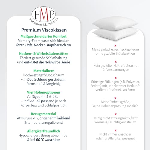 FMP Matratzenmanufaktur Orthopädisches Nackenstützkissen viscoelastisches Kissen, Visco...