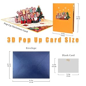 Magic Ants 3D Pop Up Christmas Card–Gingerbread MERRY CHRISTMAS Design Santa Claus with Gifts Decorated Tree Holiday Greeting Card Festive Card for Family Friends or Seasonal Decor