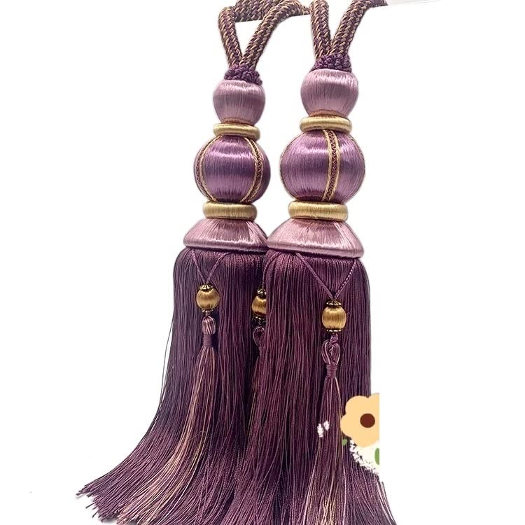 Alzapaños para Cortinas, 2 Unidades, con Forma De Bola, Gancho para Cortina, Correa De Amarre, Hebilla con Borla, Decoración para El Hogar, Oficina, Hotel, Morado, 2 Unidades