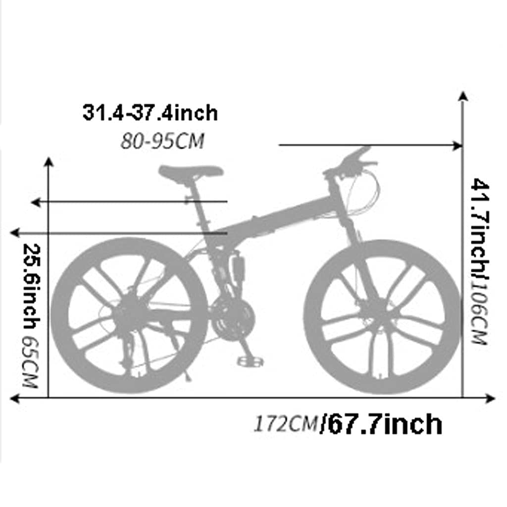 Bicicleta de montaña para Adultos Marco de Acero al Carbono Bicicleta 26 Pulgadas Rueda Freno de Disco 21 Sistema de Engranajes Hombres MTB Bicicleta para niños niñas Hombres y WOM/Negro