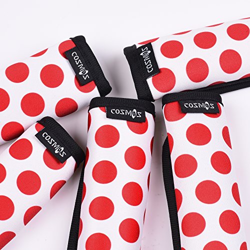 Cosmos 5 Pcs Red Polka Dot Comfort Neoprene Handle Wraps / Grip / Identifier For Travel Bag Luggage Suitcase Travel Bag Laptop Computer Tote Briefcases #TOP1