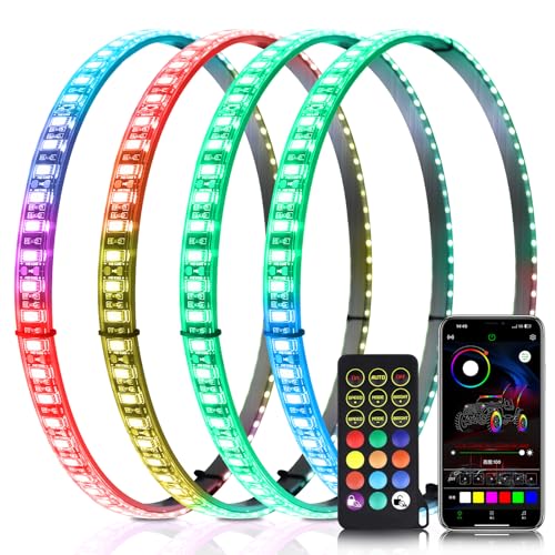 Image of 4PCS 17 inch Multi Color LED Wheel Ring Lights w /Dual Control for Trucks Cars
