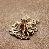 MHYGKTXRA 1pc Mini Octopus Brass, Tea Pet Ornament, Decoration Gift Handle Ornament, Octopus