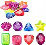 JORCEDI Juego de 16 piedras preciosas subacuáticas de verano, coloridas gemas de buceo para piscina, regalos de piscina, suministros de fiesta de verano
