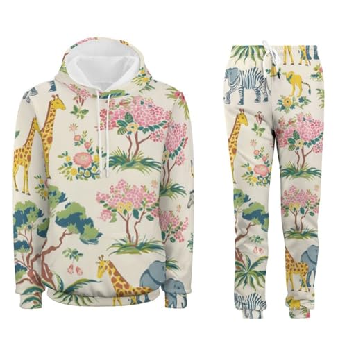 Survêtement homme motif girafe sweat à capuche pantalon décontracté imprimé animalier sauvage