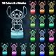 Hoofun Stitch Lampe, 16 Farben 3D LED Illusion Nachtlicht, Tischlampe mit Fernbedienung und Smart Touch, Anime Nachtlampe für Kinder Geburtstag Weihnachten Geschenk Kinderzimmer Dekoration