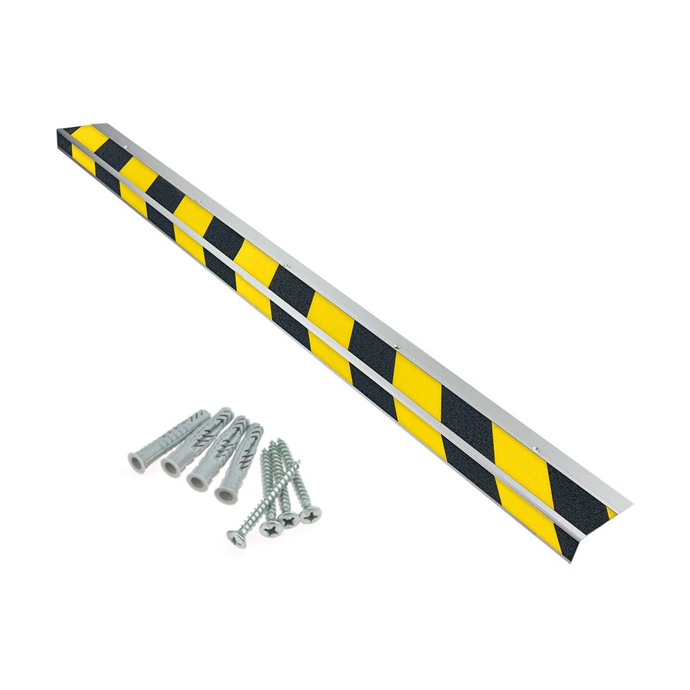 AnTina TAPES® Treppen-Kanten-Profil "General Line" 90 mm, Kanten-Schutz-Profil mit Antirutsch-Beschichtung R13 für Treppen & Stufen (9x100cm, gelb/schwarz)