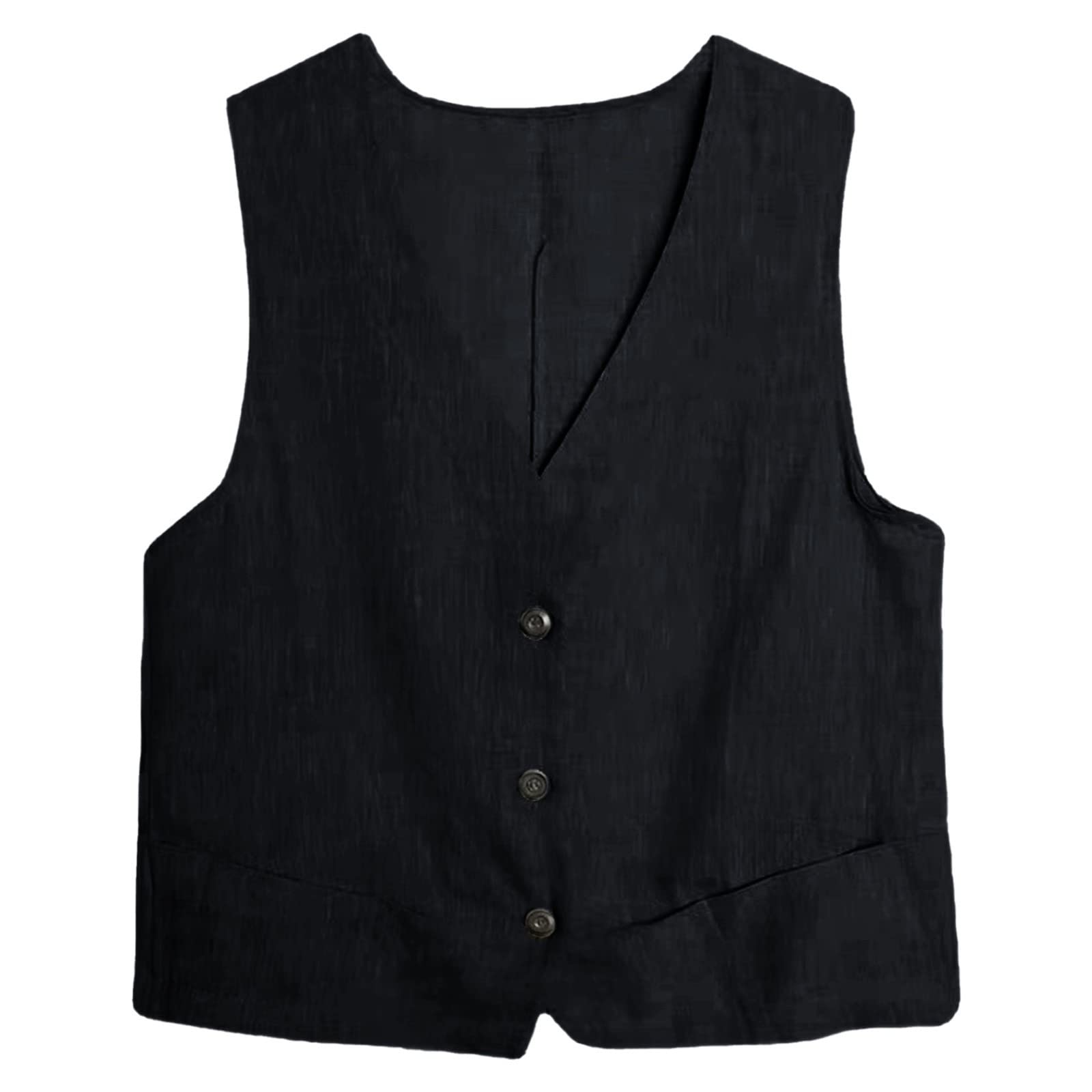 Chaleco de lino para mujer Tops Chaleco de algodón sin mangas Tops Casual Chaleco sin mangas Chaleco ligero de verano suelto Chaqueta