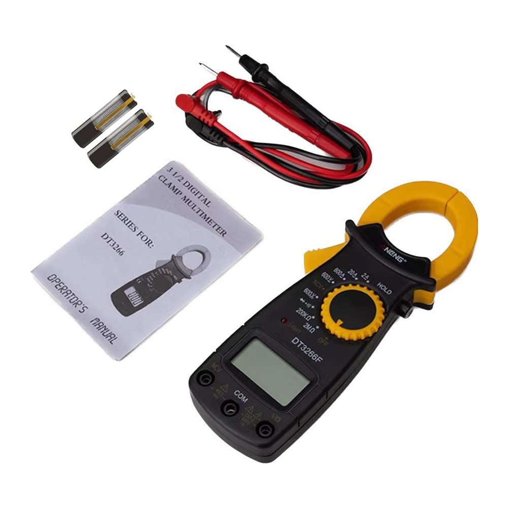 Digital Clamp Meter 2000 Count， Multimeter， Voltage Tester，Auto-ranging with AC/DC Voltage, AC Current, Resistance, Capacitance, Continuity, Live Wire Test, Non-Contact Voltage Detection
