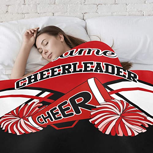 Red Cheer Cheerleader Personalized Blanket With Name Soft Fleece Throw Blankets For Men Women Birthday Wedding Gift 50X60 Inch #TOP3
