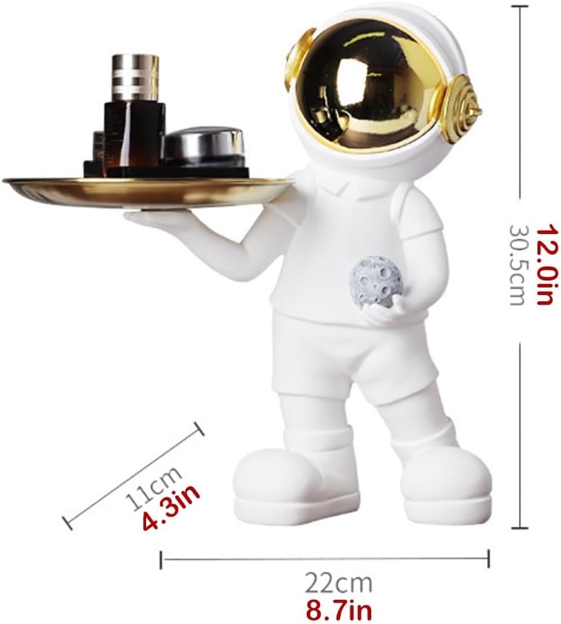 Decorative Astronaut Key Tray - Gold Resin Coffee Table Decor & Jewelry Organizer - Statue Home Decor for Keys, Watches, Phone, Candy