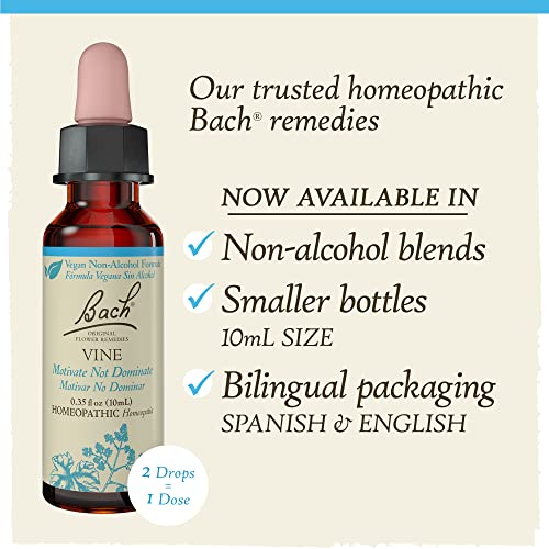 Bach Original Flower Remedies, Vine For Motivation (Non-Alcohol Formula), Natural Homeopathic Flower Essence, Holistic Wellness And Stress Relief, Vegan, 10Ml Dropper #TOP29