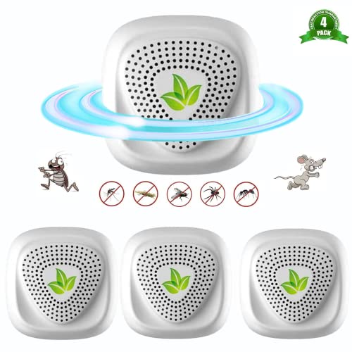 EGEYI Répulsif à ultrasons contre les insectes et les araignées, moustiques, souris, cafards et autres rongeurs, 100 % sûr (lot de 4) Cover