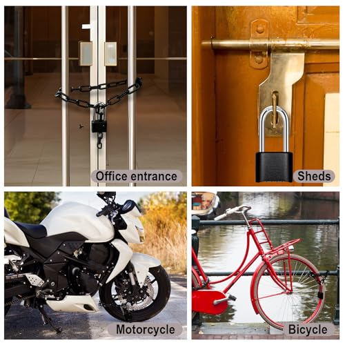 Heavy Duty Chain and Combination Lock Outdoor ,Gate Chain Lock with Code,Long Shackle Padlock with Chain for Motorcycles,Bike Bicycle, Glass Door, Gate, Fence (Lock with Chain)