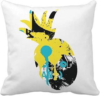 Graffiti Street - Funda cuadrada para cojín (diseño de piña, color amarillo y negro