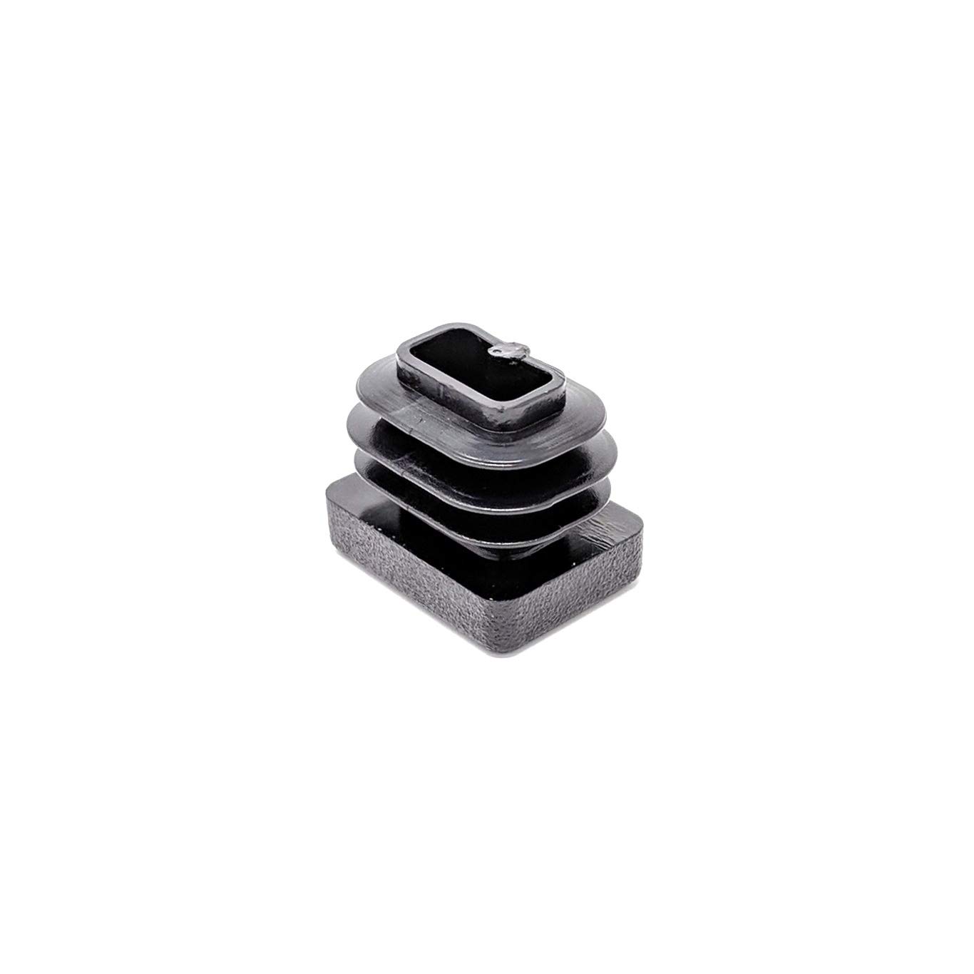 Rectangle Ribbed Plastic Insert Plugs End Caps (Black, 20x15mm See Second Image for Dimensions- Pack of 8) Made in Germany