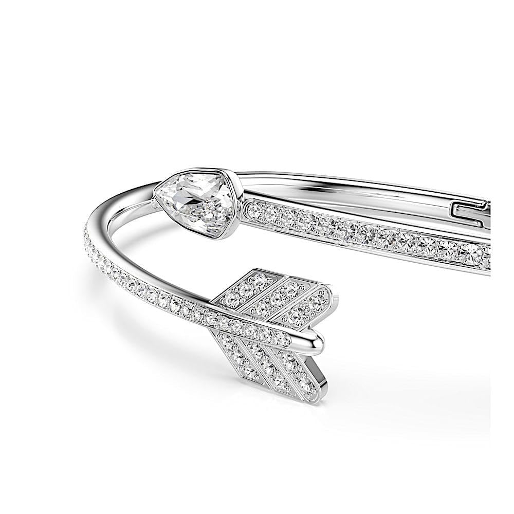 Swarovski Idyllia Kollektion Armreif, Gemischte Schliffe, Pfeil, Weiß, Rhodiniert