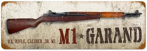 SmartCows M1 Garand - Letrero de metal con canto decorativo rústico retro para cafetería, hogar, 6 x 16 pulgadas