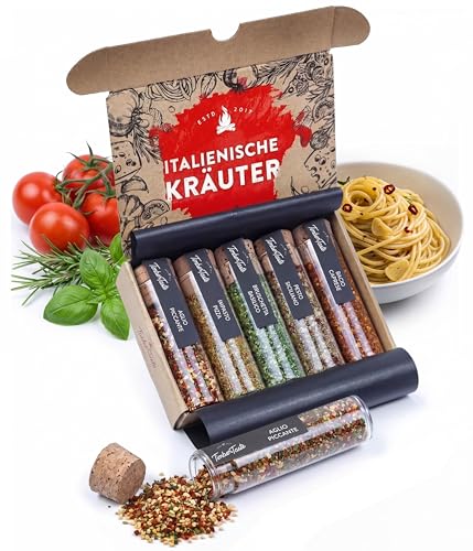 TIMBER TASTE® Geschenke für Männer - Italienische Gewürze Geschenkset mit 5 Mediterranen...