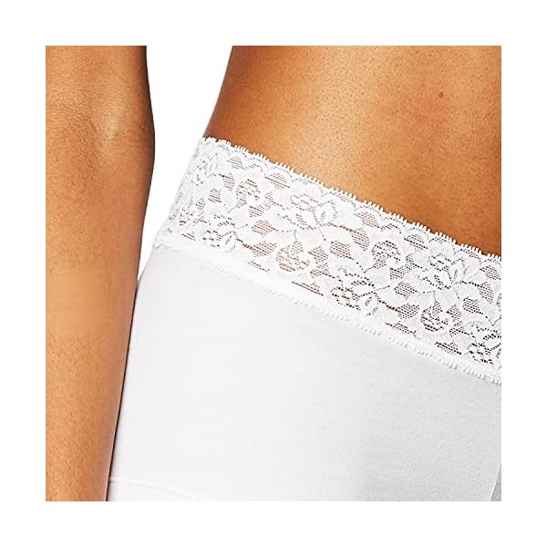 Maidenform Women's Dream Cotton with Lace Boyshort, White, 6
