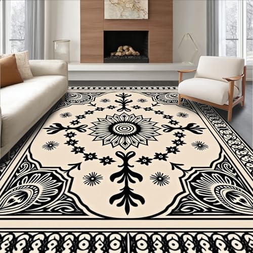 Flatwoven High Traffic Area Rug 4x6, Elegant Interlocking Medallion Heritage