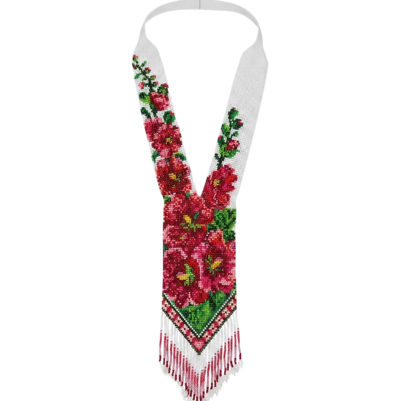 Collier ukrainien Gerdan fait main en perles de rocaille dahlia LKBEADS