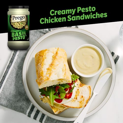 Prego Creamy Basil Pesto Pasta Sauce, 14.5 oz Jar (Pack of 2)