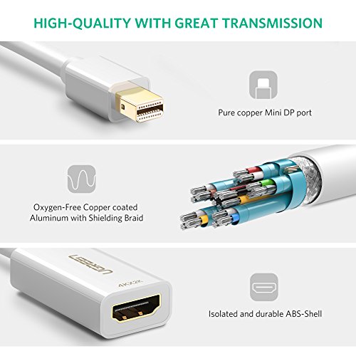 UGREEN Adaptador Mini DisplayPort para HDMI Thunderbolt 2.0 4K Mini DP para HDMI Cabo adaptador comp