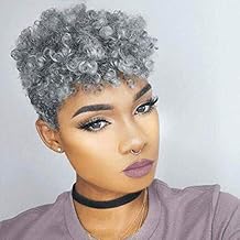 Short Curly Wig Synthetic For Black Women Short Mixed Gray Wig Afro Curly Wig NAS9183