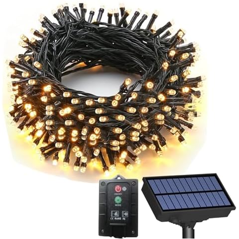 FULLBELL Solar String Lights for Outside, Solar Christmas Lights 200 LED Extra-Long 66FT 8 Modes, Waterproof Outdoor Solar Fairy Lights for Garden Patio Party Tree Christmas Decorations. Cover