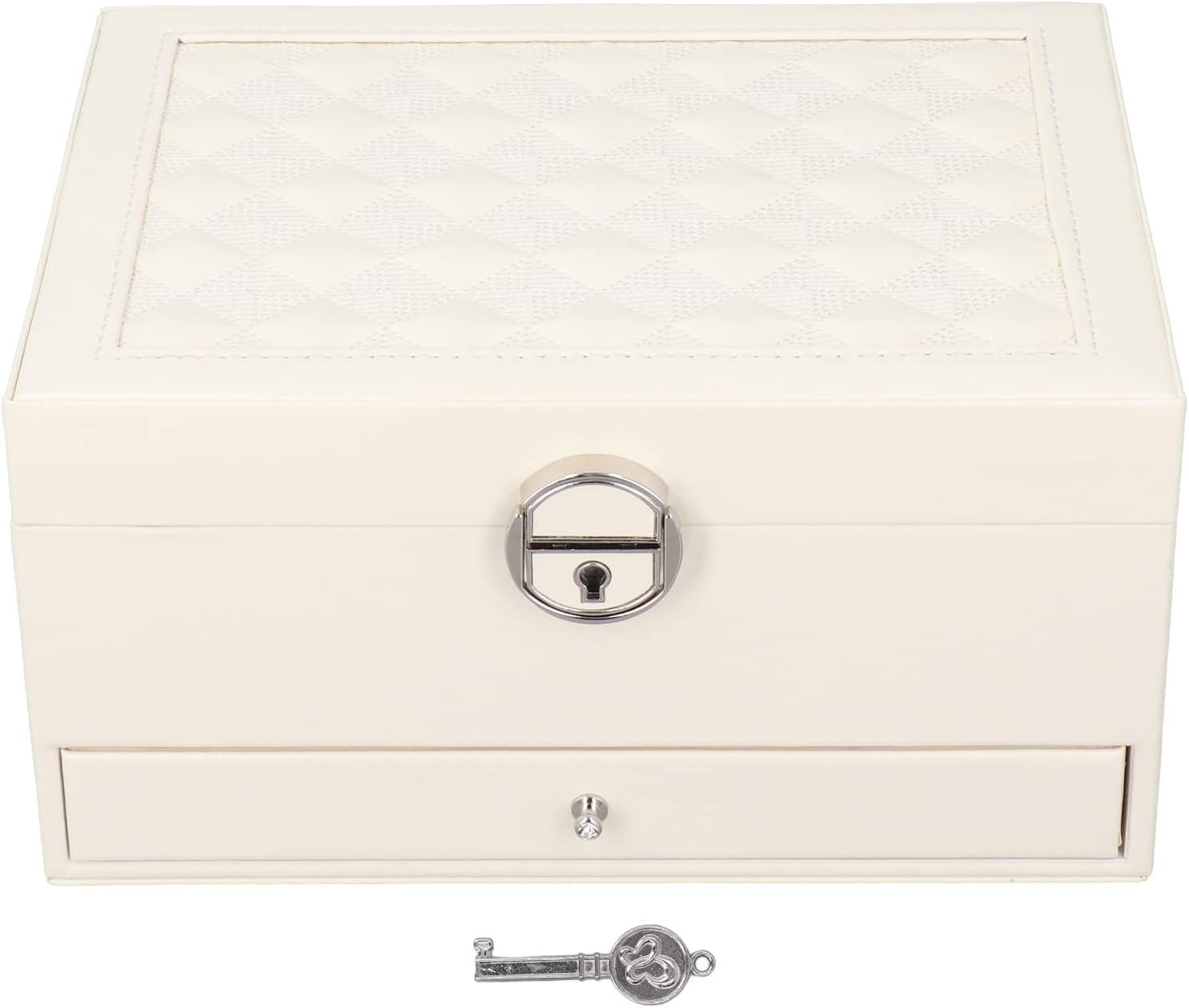 ロック可能なジュエリーボックス 二層と鏡付き ポータブル 軽量 大容量 あらゆる種類のジュエリーに対応 柔らかい裏地 バレンタインデ