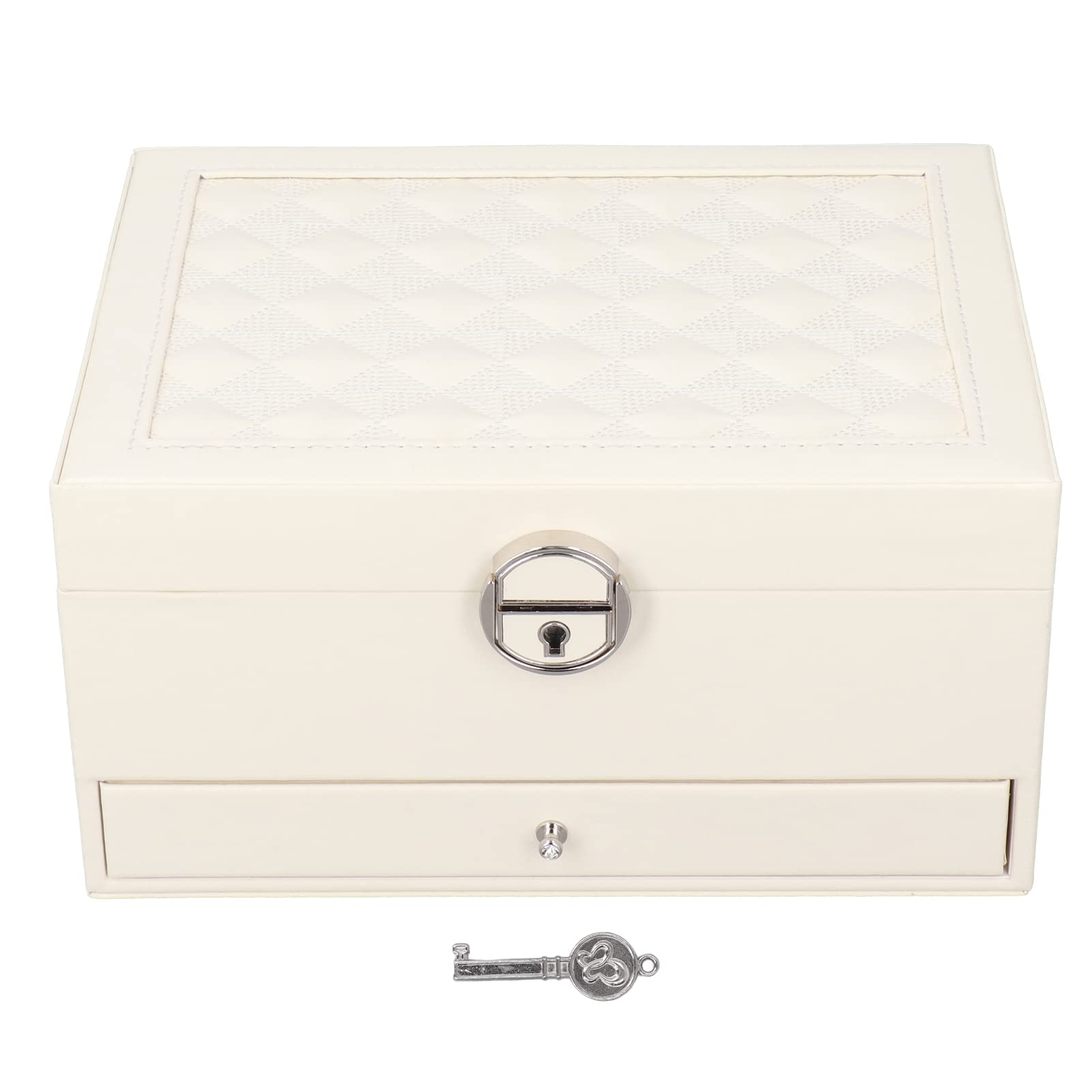 Étui de rangement pour bijoux avec tiroir à serrure et grand miroir pour collection complète