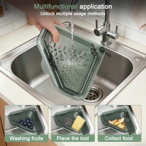 Generisch Sieb für Spülbecken 2 Stück Triangular Abtropfkorb, Apüle Organizer Rack Disposal Detachable Strainer Space Saving Sieb spülbecken Net for Drehverschluss für Küchenabfälle