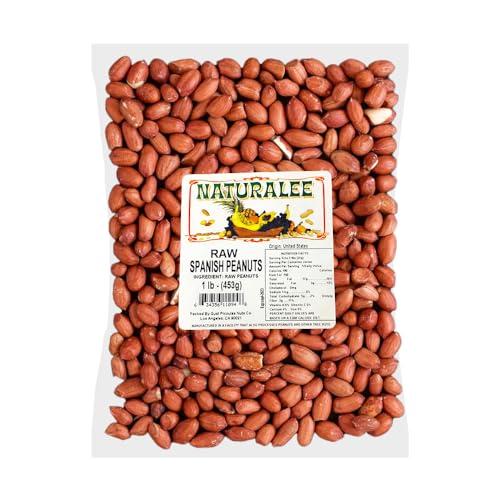Naturalee Peanuts, Raw Whole Spanish Redskin 1 lbs - Raw, Unsalted - Heart Health, High Protein, Vegan, Natural