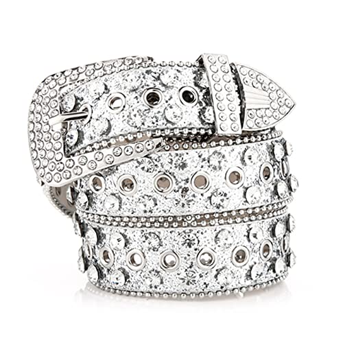 Rhinestones Belts Women PU Leather Straps Rhinestones Belts Cowgirl Girls Fashion Belt for Jeans Men