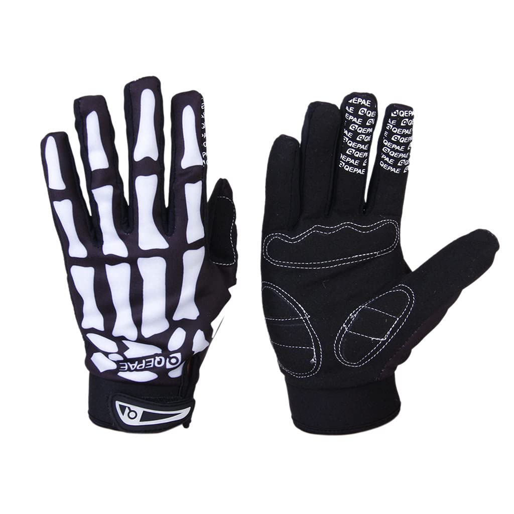 Fahrrad Skelett Muster Voll Finger warmen Radsport Handschuhe schwarz + weiß (XL) Fashion