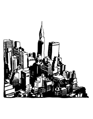 Stickerbrand Cityscapes Vinyl Wall Art City View Wall Decal Sticker - Black Color, 60In X 66In. Easy To Apply & Removable Os_Mb612S #TOP3