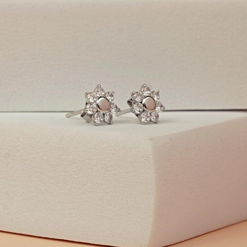 Image of Pure Silver Stud Earrings | Rhodium Plated | 6 Months Warranty
